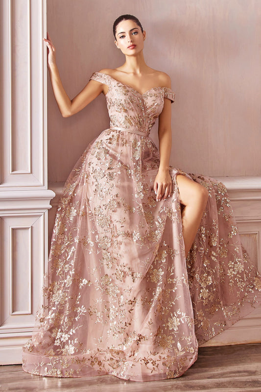 A-Line Embellished Print Dress-0